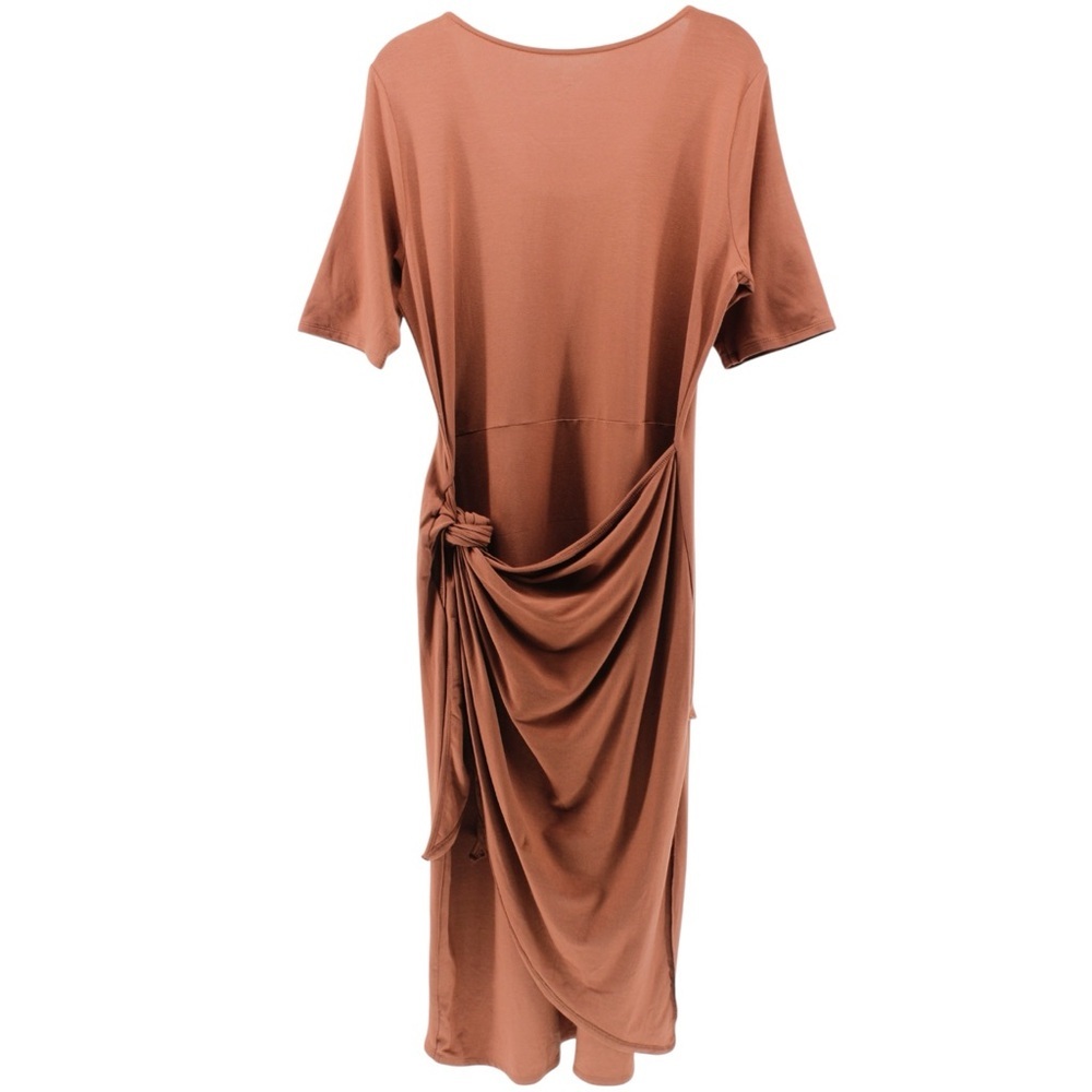 Garnet Hill Easy‎ Wrap Knit Dress Brown Comfort Chic Capsule Stretch M - Picture 8 of 13